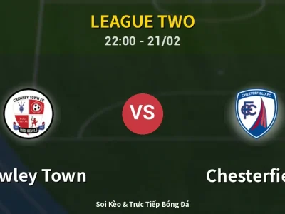 🔴 Trực Tiếp: Crawley Town 0-0 Chesterfield – Link Xem League Two (Full HD)