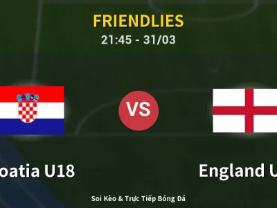 Soi Kèo Croatia U18 vs England U18 – 21:45 31/03 | Nhận Định, Dự Đoán Tỷ Số